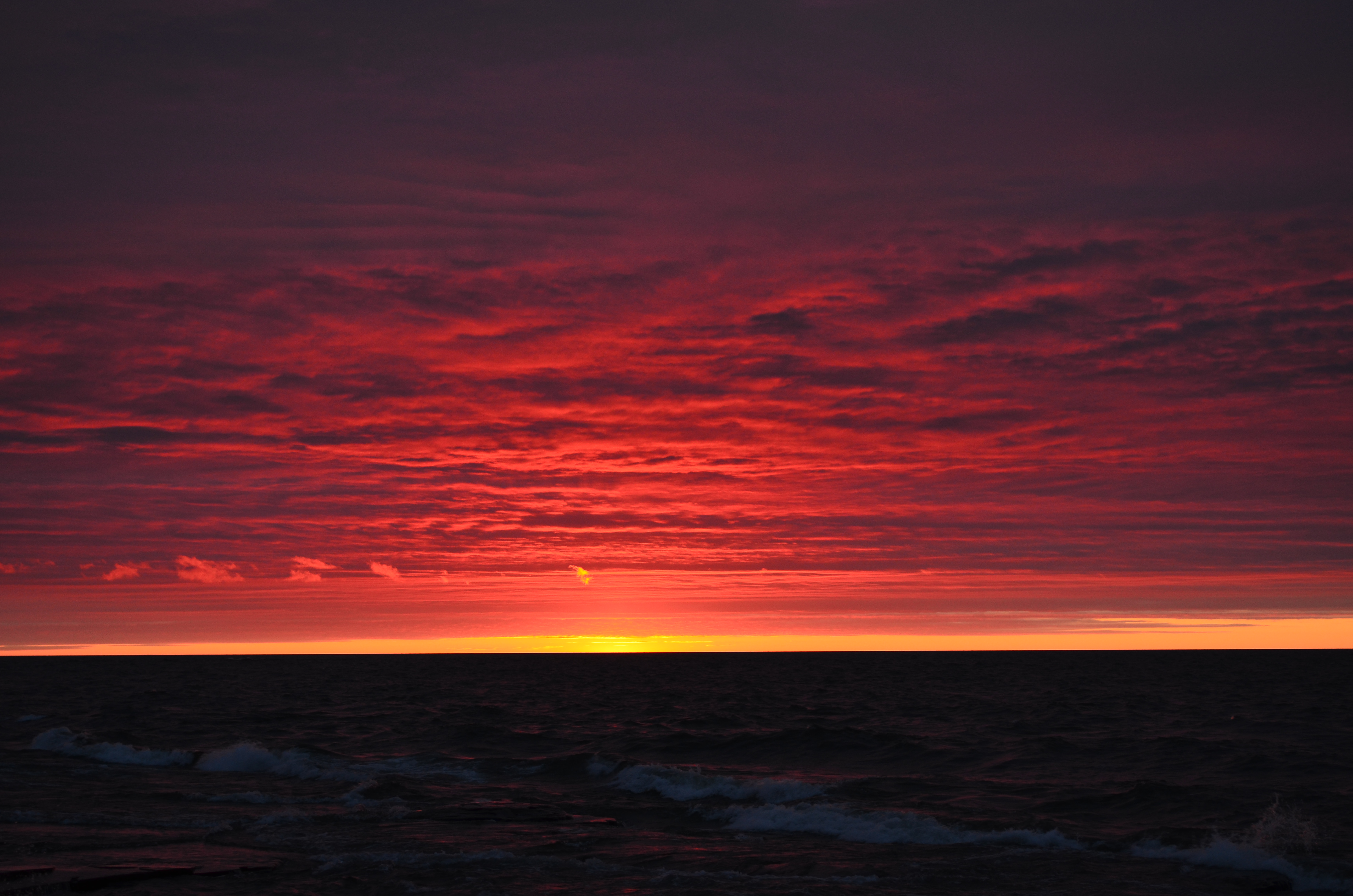 Red sunset over Lake Ontario