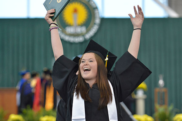 Bailee Goodon celebrates at Commencement